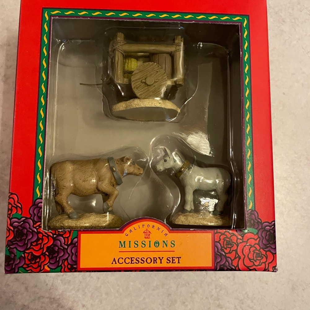 Mervyn's California Missions Accessory: Mule Oxen Cart W/Box New Old Stock 3 Pc